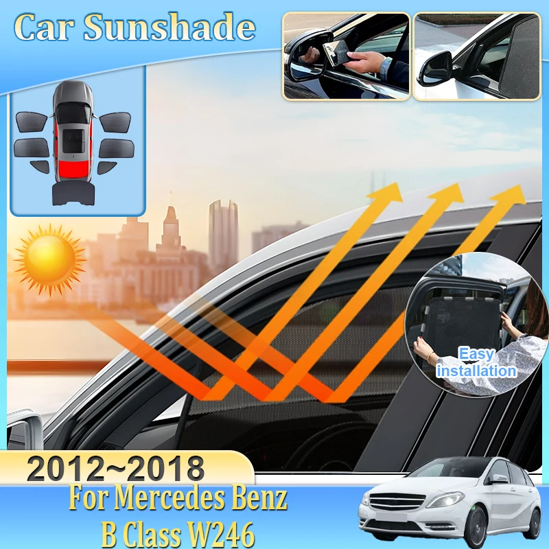 

Солнцезащитный козырек для окон автомобиля Mercedes Benz B Class W246 2012-2018, сетчатый, с защитой от УФ-излучения, теплоизоляционный, аксессуар для автомобиля