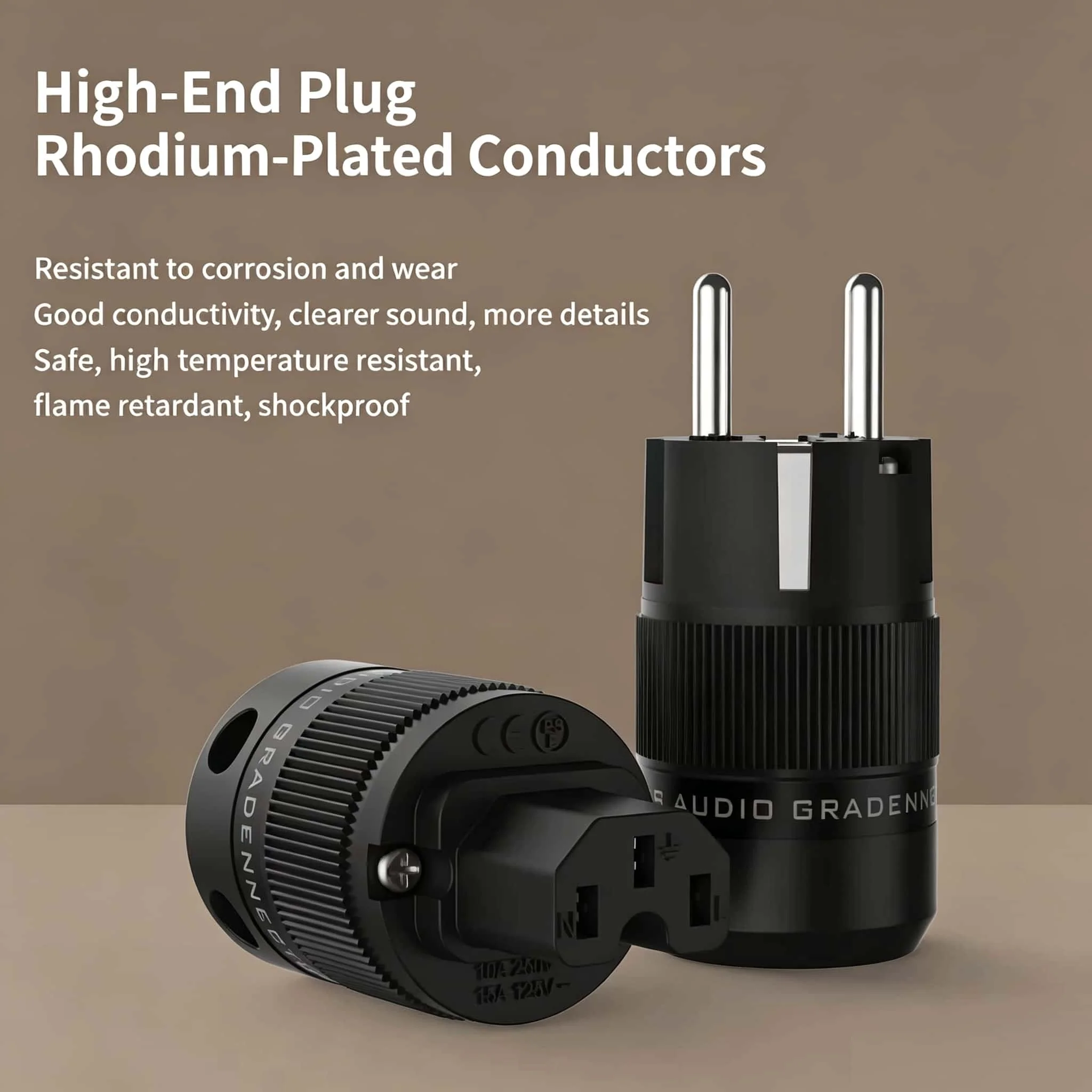 Audiocrast Rhodium Plated EUR Schuko EU Power Plug & IEC Connector Plug HIFI