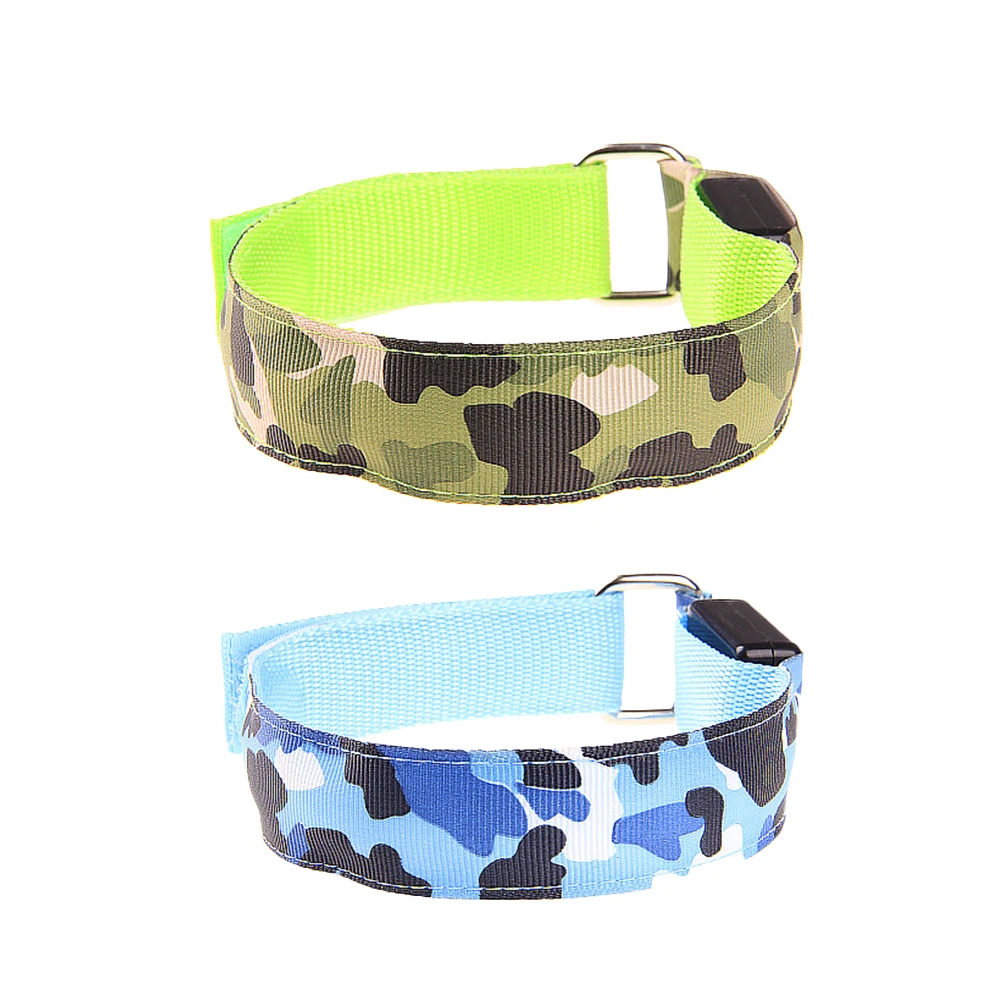 

2 pcs Glowing Arm Night Run Reflective Nylon Outdoor Sports Wristb s Adjustable Bracelets Carnival Snap Glow Dark Soft Led