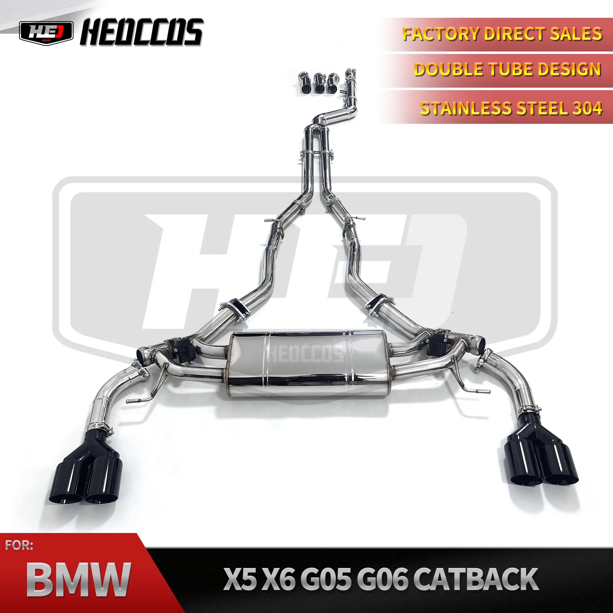 HEO For BMW X5 X6 G05 G06 3.0T SS304 Catback Exhaust System Electric Valve Muffler Replacement Pipe