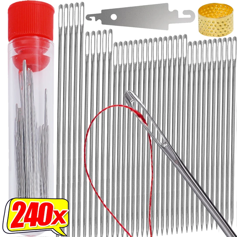 Large Eye Stitching Needles Set Stainless Steel Embroidery Needle Yarn Knitting Hand Sewing Needles Household DIY Crafts Tools