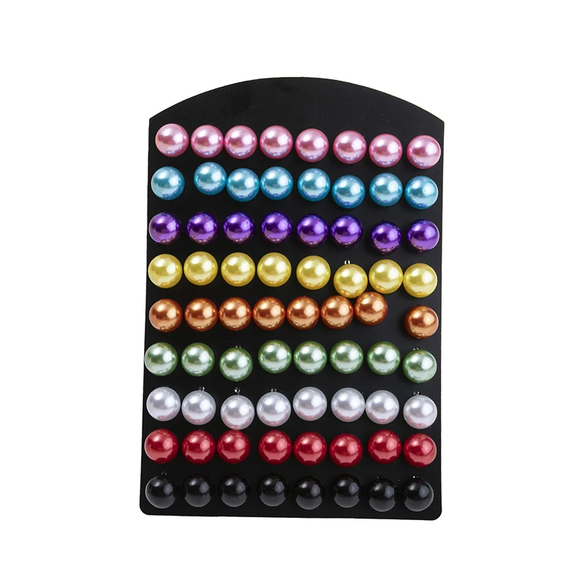 New 36pairs/set Multicolor Frosting Simulated Pearl Stud Earrings Set For Women Girls Jewelry On Ear Ball Stud Earrings 8 10mm