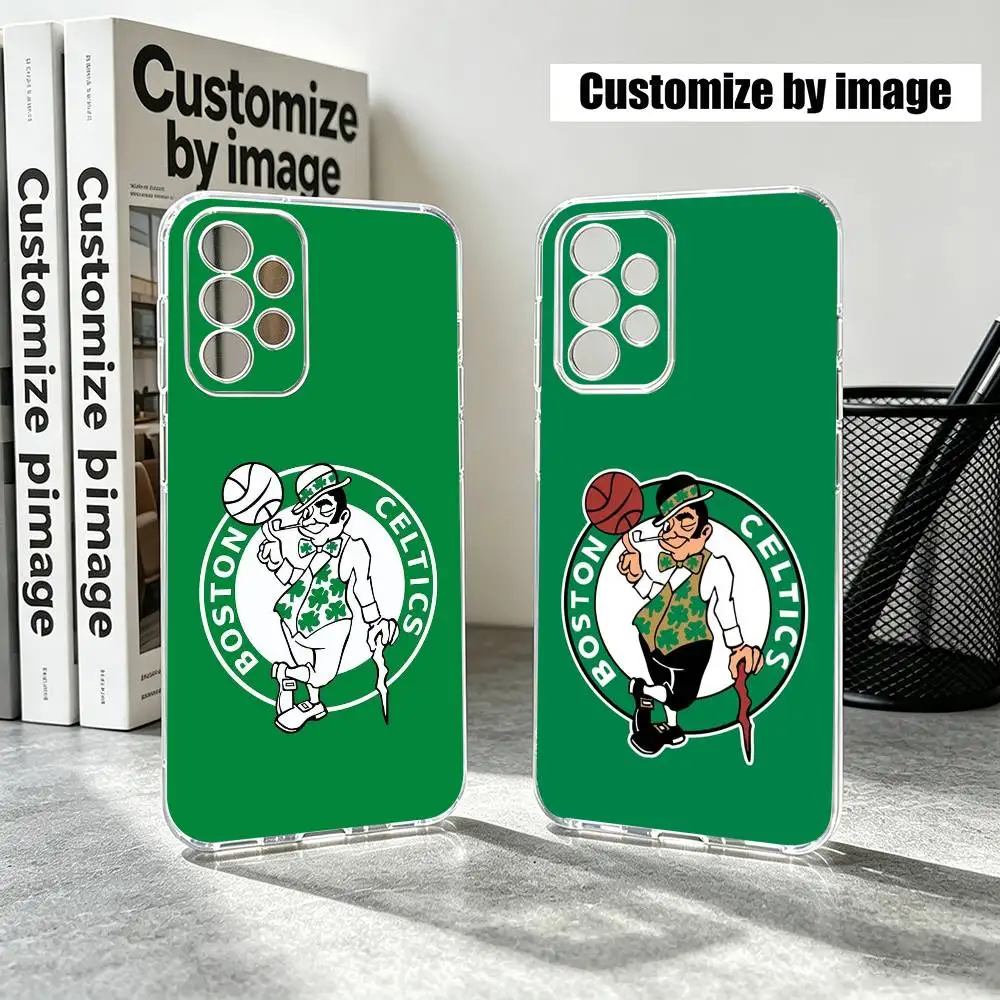 Funda de Teléfono con Diseño de los Boston Celtics de la NBA, Transparente, de Silicona Suave, para Samsung S25, S24, S21, S22, S23, S30, Ultra, S20, Plus, Fe