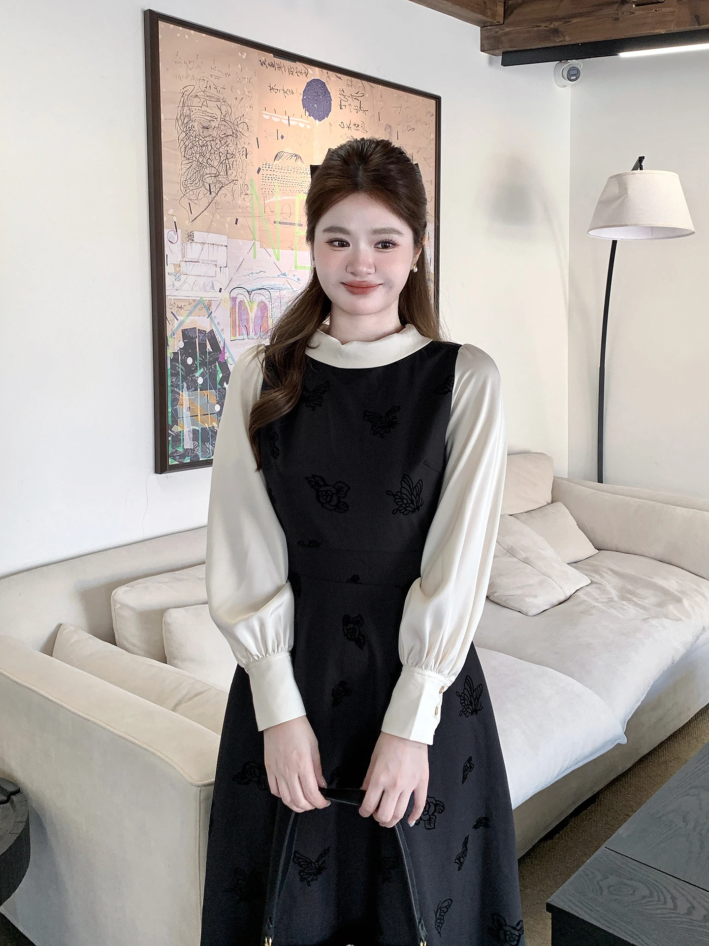 

Длинная юбка макси с принтом и завышенной талией для полных женщин, французский стиль, приталенный крой, с принтом