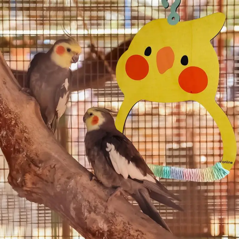 Cockatiel Swing Parakeets Cage Bird Swing Toy Wooden Perch Colorful Beak-Grinding Exerciser Habitat Decoration for Lovebird