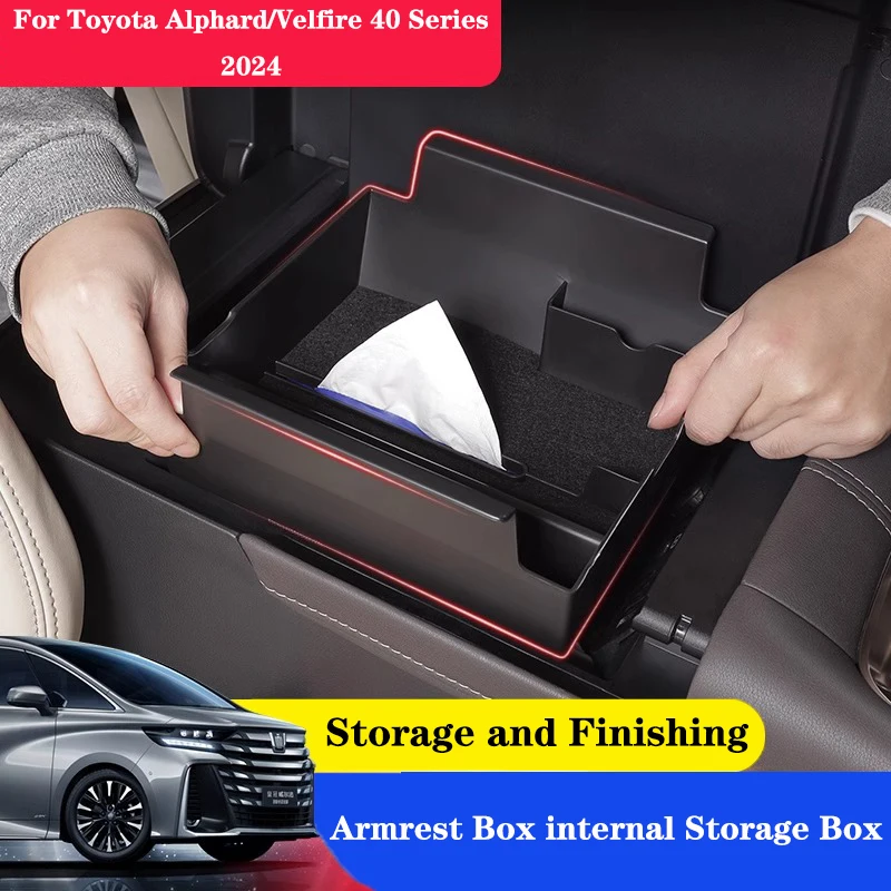 Armrest Box internal Storage Box For Toyota Alphard/Velfire 40 Series 2024 Collect And Organize The Car Supplies LHD Interior