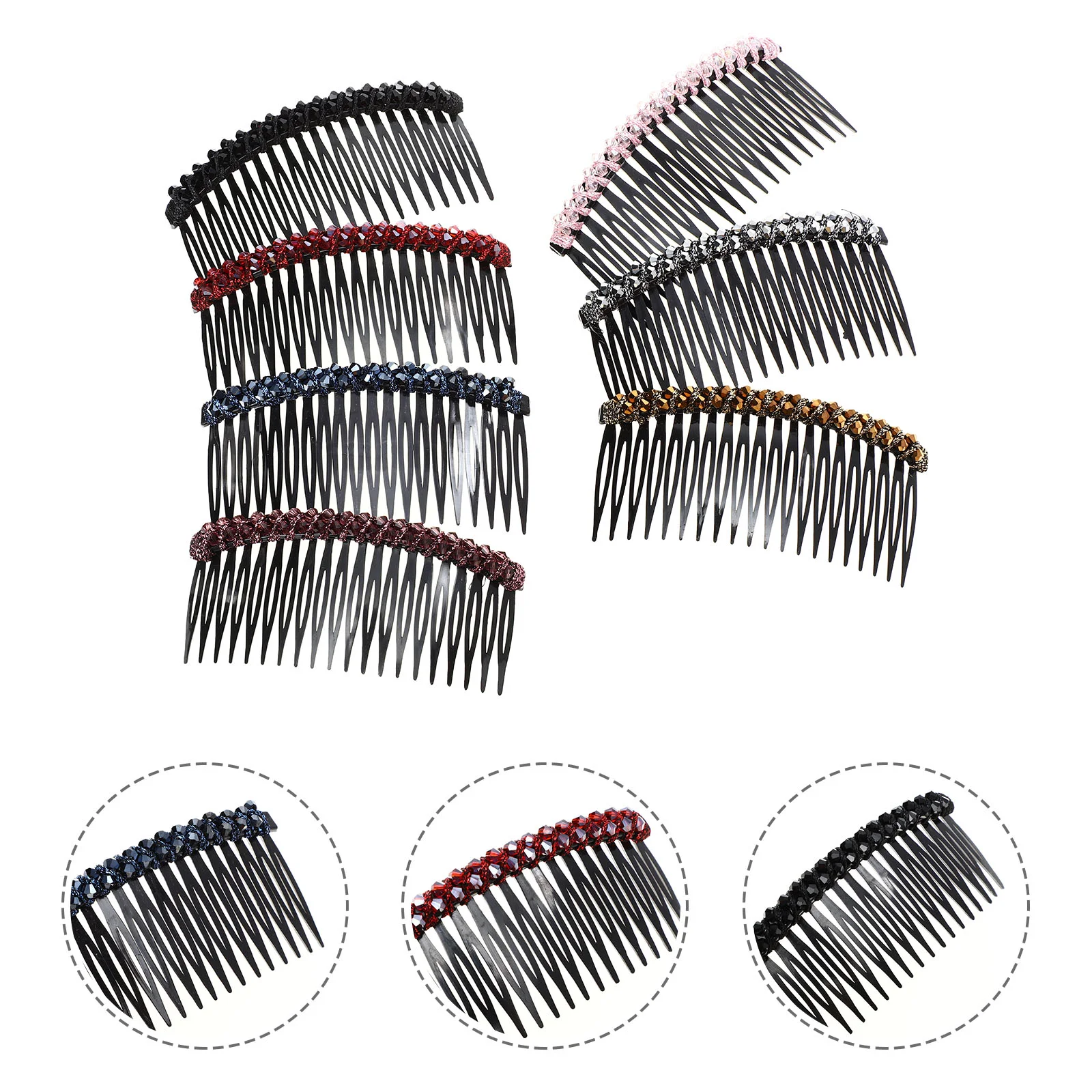 

7 Pcs Hair Comb Elegant Women Crystals Barrettes Toppers Teeth Clamp Girls Side Metal