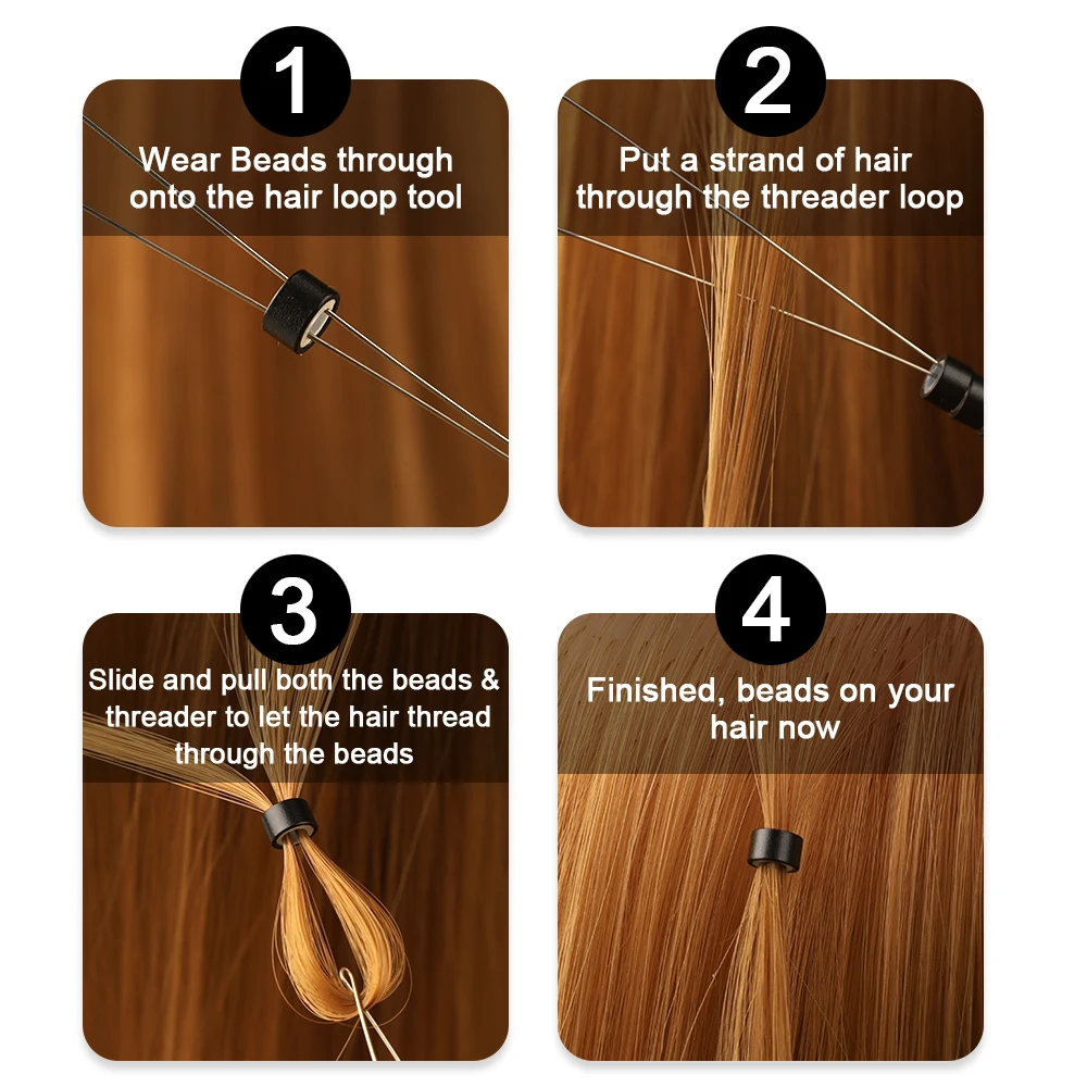 Lanshii Hair Extension Loop Tool – Bead Threader for Weft Micro Ring Extensions, Easy Pulling Hook Tool for Salon and Home Use