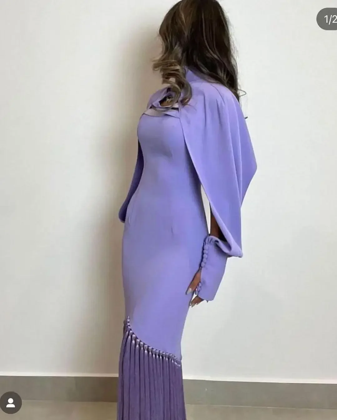 

Customized Saudi Arabia Long Sleeves Satin Party Evening Dresses Mermaid Strapless Prom with Tassels Ankle Length