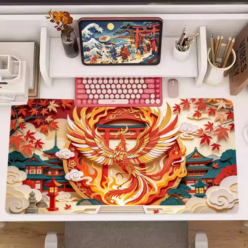 Wave Wind God Torii Ukiyo E Play Mat Smooth Cloth Thick Rubber Precision Tracking For Esports Bedroom Decor