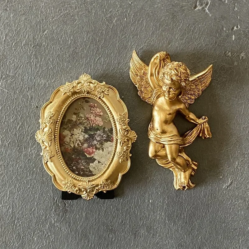 1 Pair Exquisite Cute Cherub Angel Statue Cartoon Boy Art Handicraft Wall Hanging Angel Ornaments Resin Craft Angel Sculptures