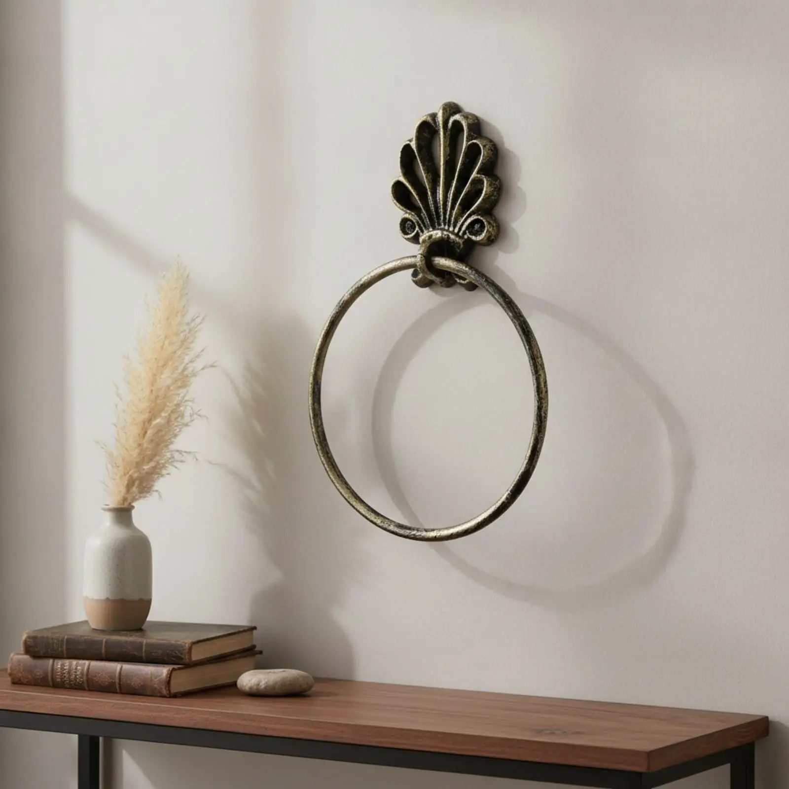 cast-iron-bathroom-paper-holder-with-shell-backplate-wall-mount-towel-ring-classic-design-for-hand-towel-storage