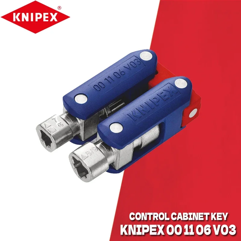 KNIPEX 00 11 06 V03 Control Cabinet Key 62 mm DoubleJoint Four Different Zinc Die-cast Key Profiles knipex Hand Tool Parts