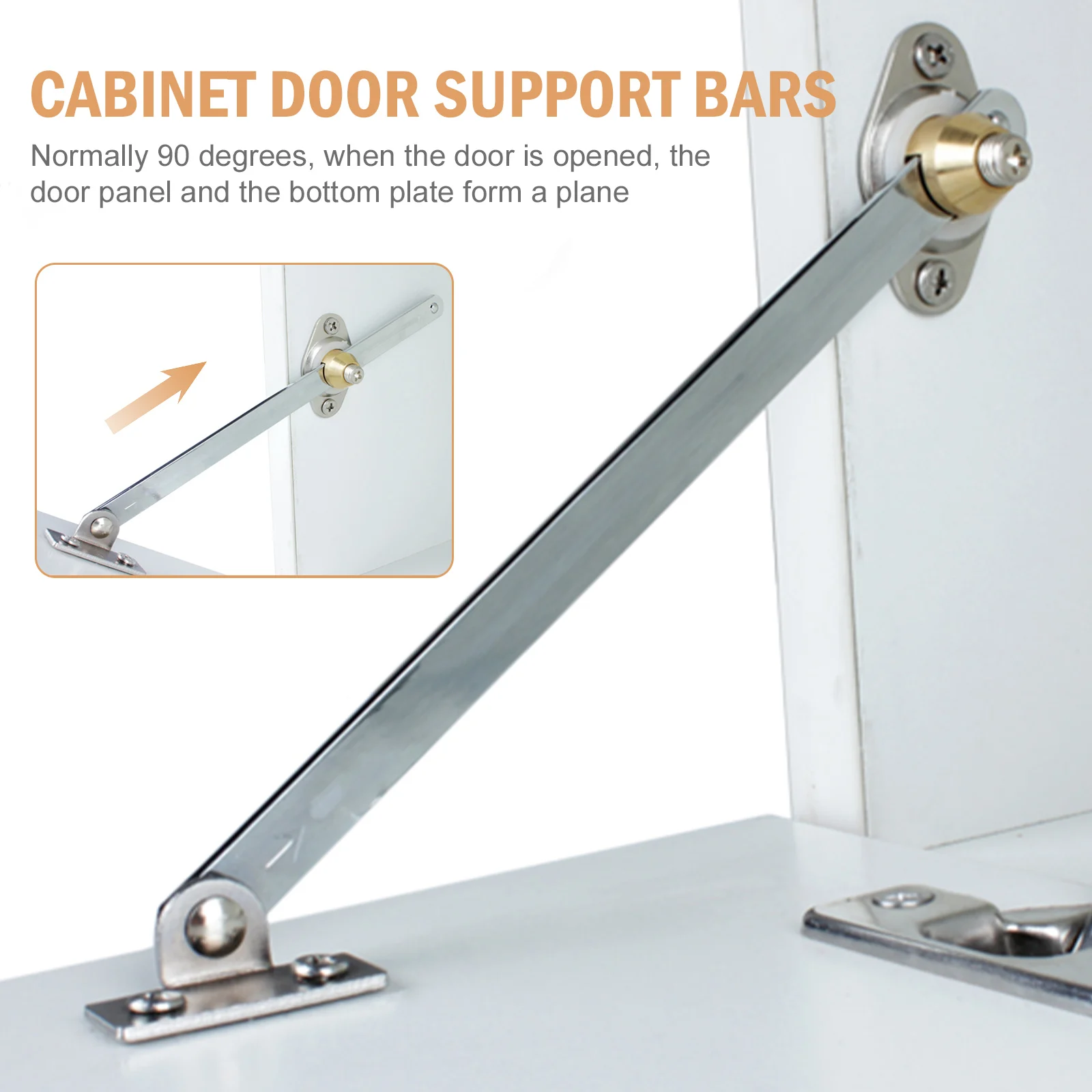

2pcs Cabinet Door Support Bars Durable Stretch Steel Support Bars For Closet Door Silver Corrosion-Resistant Hardware Furniture