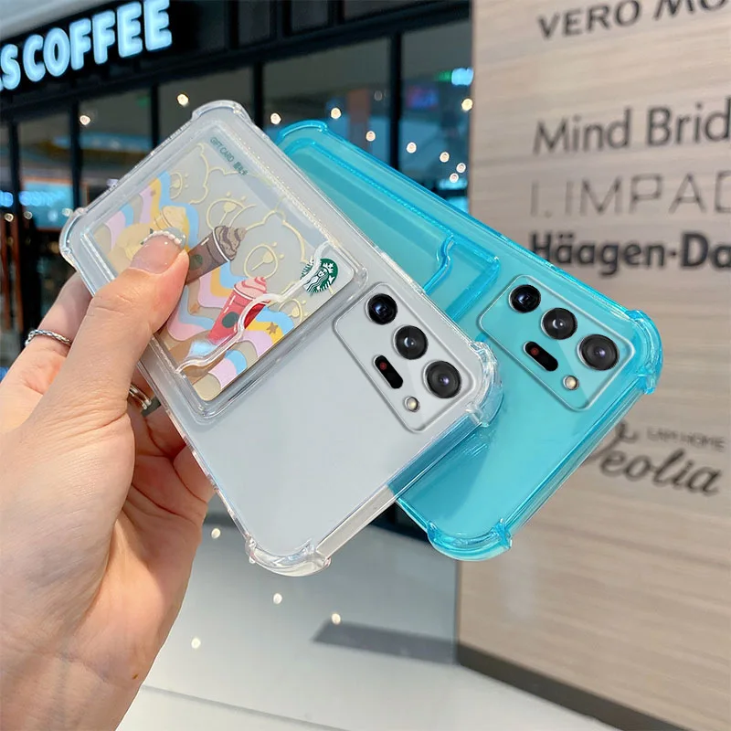 Card Bag Wallet Clear Phone Case For Samsung Galaxy A52 A72 A42 A32 A22 5G A12 A51 A71 A21S A30S A50 Soft Corners Bumper Cover