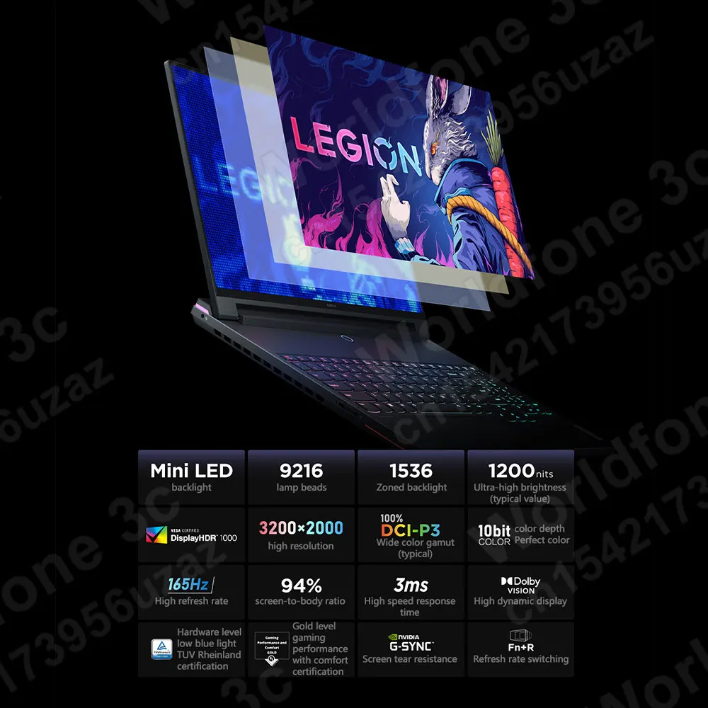 Lenovo-Legion Y9000K 2023 Esports Laptop, i9-13980HX, RTX 4090, 64 GB de RAM, SSD 2T, 3.2K, 165Hz, Tela LED, 16 ", Jogo, Notebook, PC