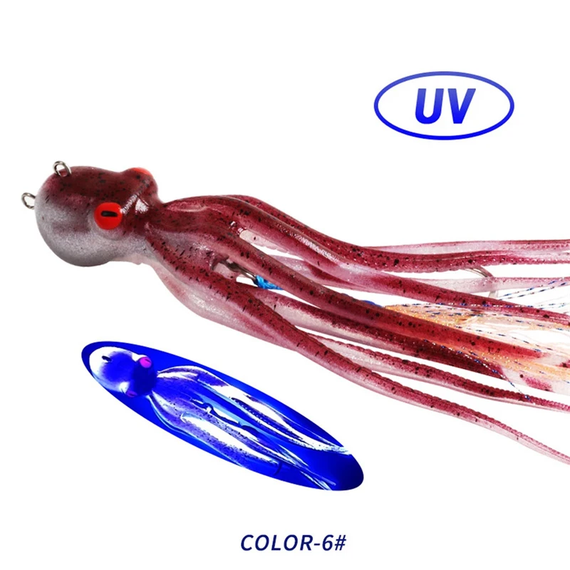 Topline Tackle Deep Sea Trolling Lure Fast Sinking Resin Head Octopus Squid Silicon Skirt for Tuna Wahoo Bait 60g 110g 150g 200g