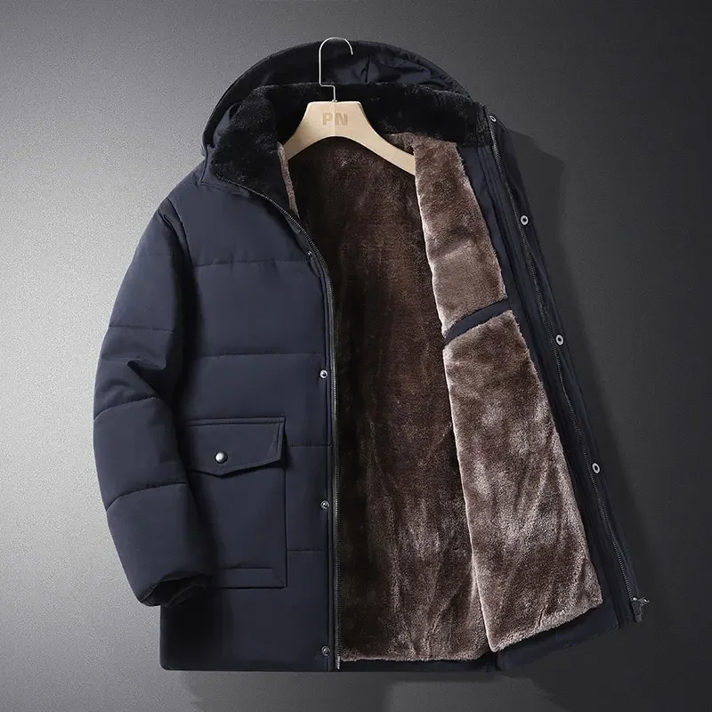 

Jakcket Wool Liner Hooded Jacket Men Thicken Warm Plush Parkas Hooded Coat Fleece Man's Jackets Outwear Jaqueta Masculina