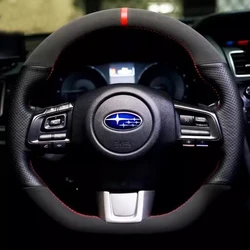 Hand-stitched suede Genuine Leather non-slip car steering wheel cover 100% Fit for Subaru WRX STI Levorg STI 2014-2021