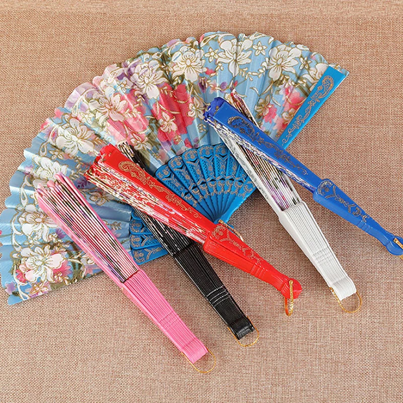 Chinese Style Silk Fan Folding Fan Wedding Fan Art Gifts Dance Hand Fan Vintage Folding Hand Held Flower Fan