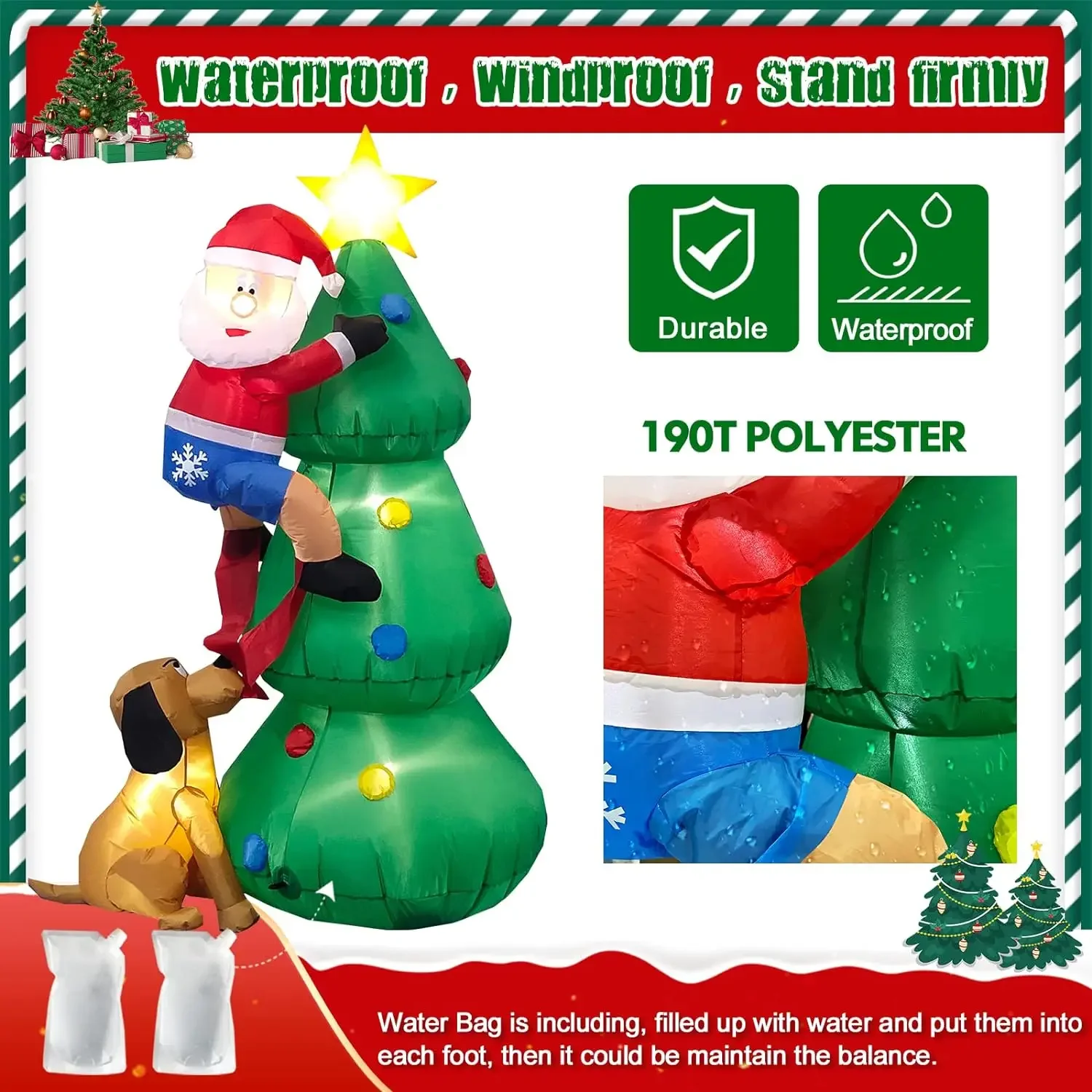 Christmas Inflatable Decoration Toy Inflatable Tree Model Built-in LED Lights Outdoor Ornament Xmas Party New Year Garden Decor