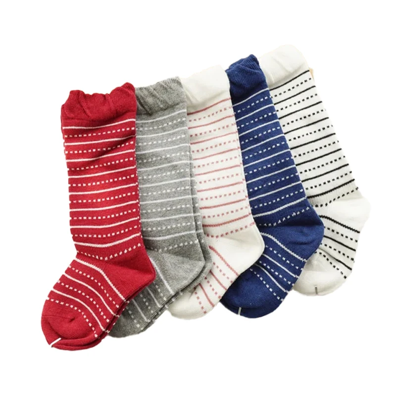 One Pairs Individual Package Baby Boy Girl 0-12/12-24/24-36M Soft Cotton Striped Long Socks Tobbler Knee Socks for Spring Fall