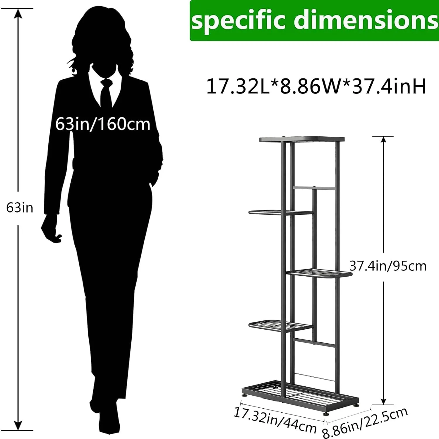 Linzinar Plant Stand Metaal 5 Tier 6 Potted Meerdere Bloempot Houder Plank Indoor Outdoor Planter Display Rekken