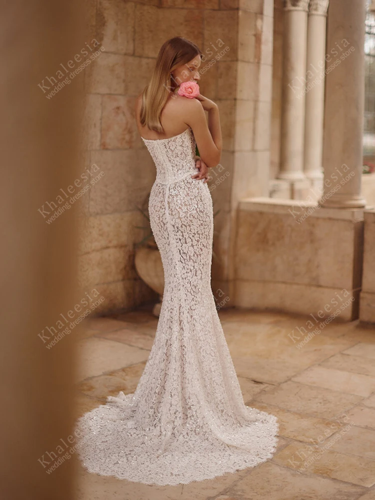 Vestidos de casamento vintage rendas vestidos de noiva sem alças sem costas roupões para festa formal glamourosa vestidos de novia personalizado 2025