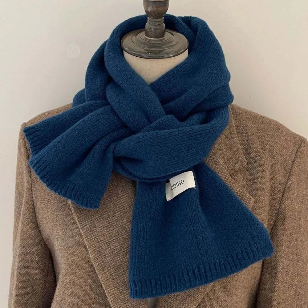 

Solid Color Couple Knitting Wool Scarf Soft Windproof Long Thickened Neckscarf Classic Cold-proof Winter Warmer Scarf Couple