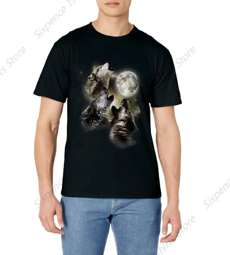 Three Wolves Howl at the Moon Wolf Lover T-Shirt