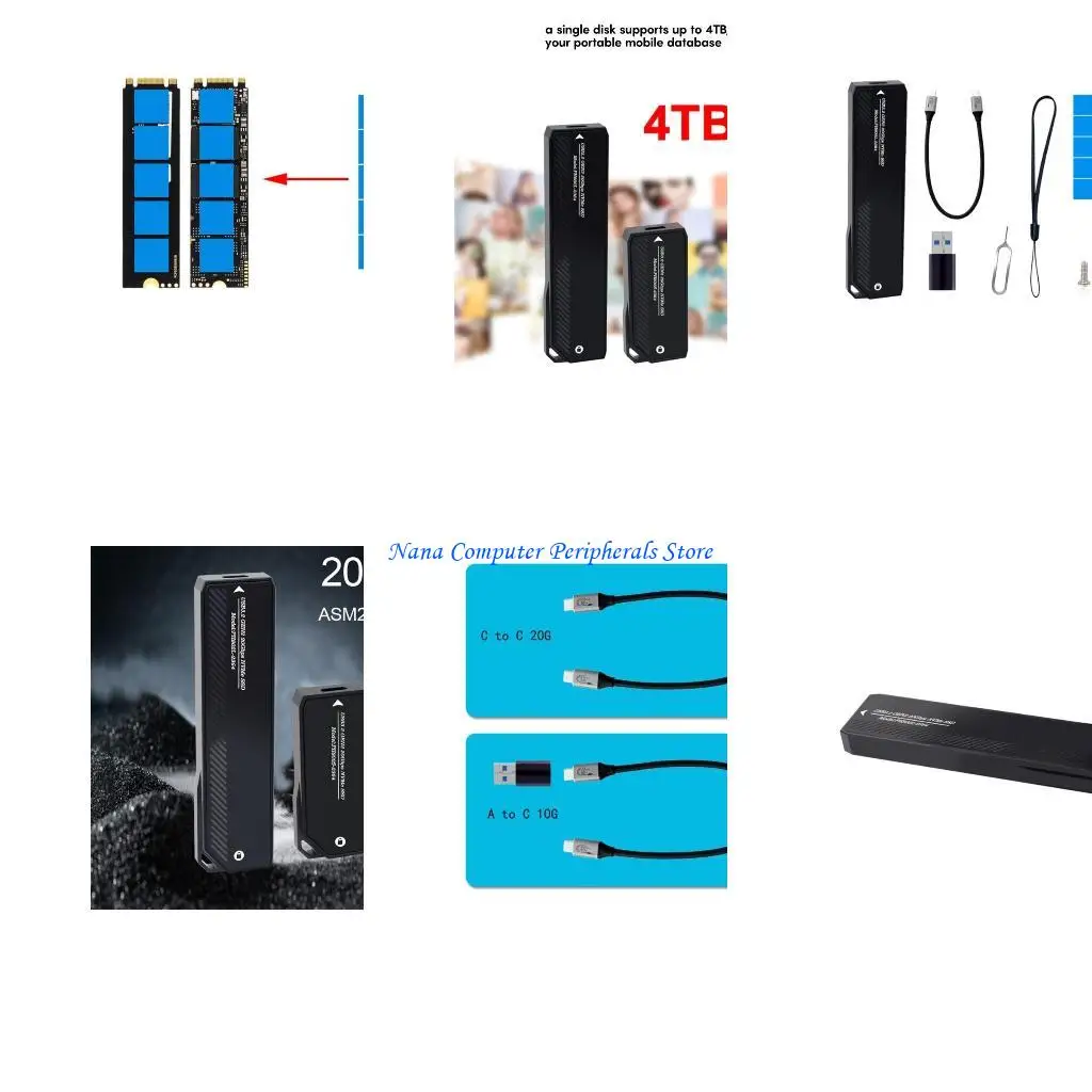 

F68C M.2 NVME до USB3.2 Gen2x2 50 Гбит / с адаптерной поддержки ASM2364 NVME SSD Reader Aluminum сплав.