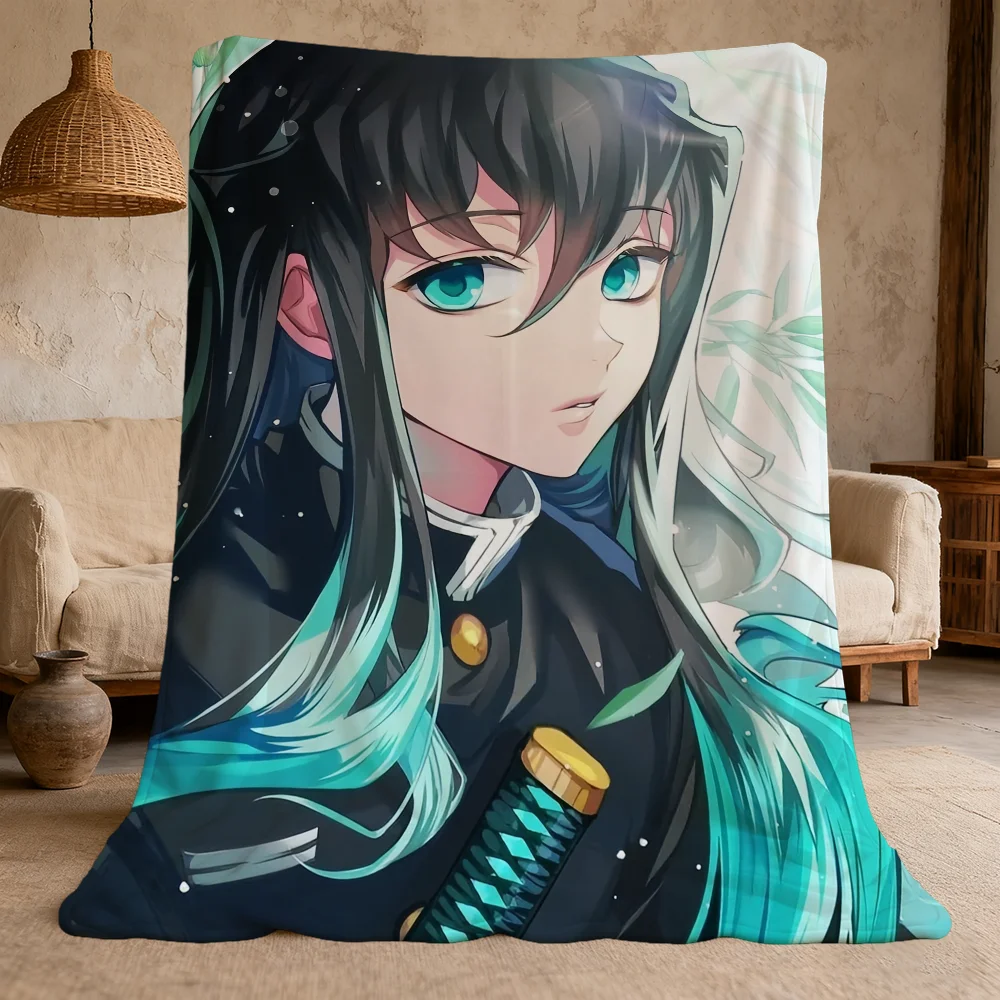 M-Muichiro T-Tokito Anime Blanket Flannel Warm Comfort Soft Plush Blanket for Sofa Living Room Office Bedroom Travel Gift