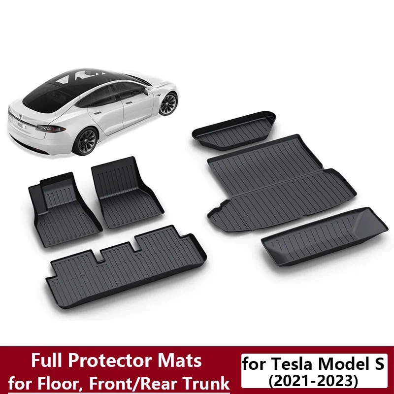 Car Full Protector Mats for Tesla Model S 2021-2023 Floor Mat Front Rear Trunk Protect Cover TPE Waterproof Frunk Carpets ModelS