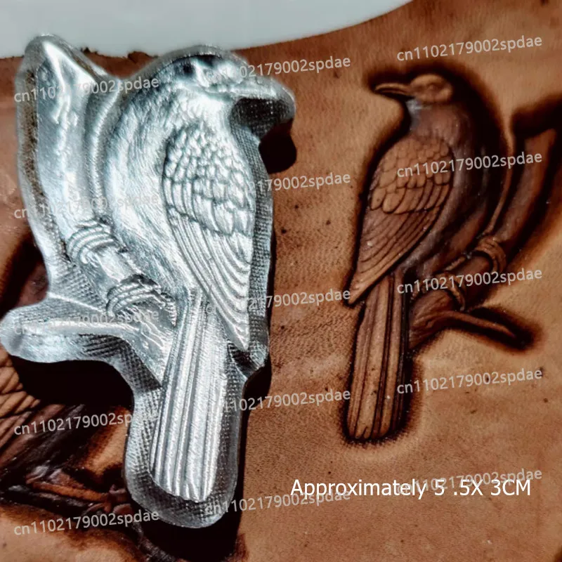 3D Bird Pattern Aluminum Alloy Leather Embossing Stamp - Small 3D Veg-Tanned Leather Stamping Mold For Handmade Crafts