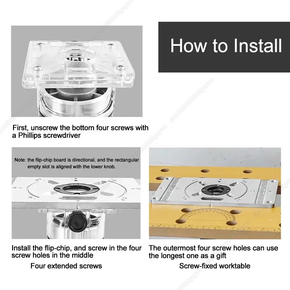 Aluminium Router Tafel Inzetplaat Met 4-Ringen Trimmachine Graveren Flip Board Steken Frees Tnversion Tafel