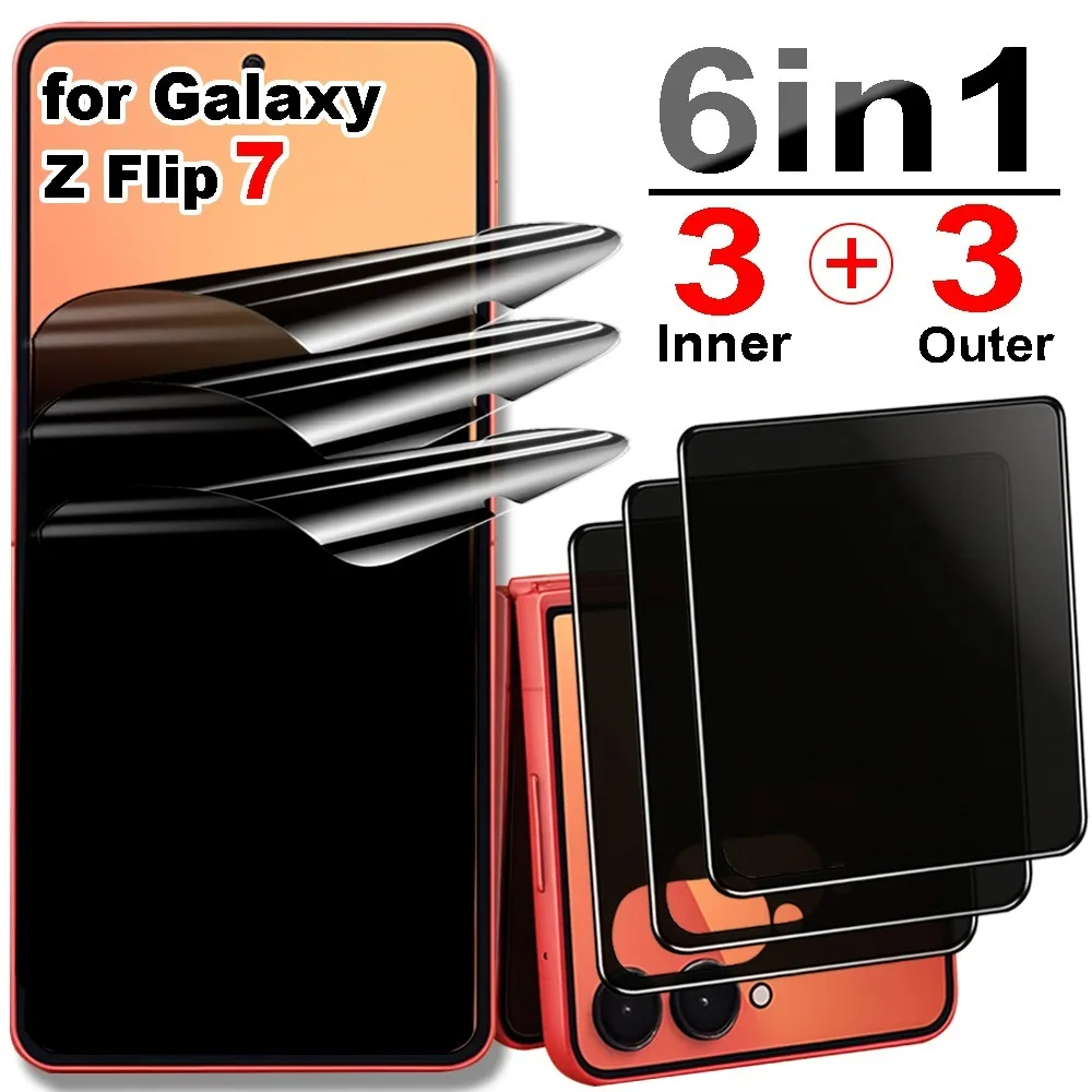 

6IN1 Anti-Spy Privacy Hydrogel Film for Samsung Galaxy Z Flip 7 Anti-scratch Privacy Screen Protector Hydrogel Film for Flip 7