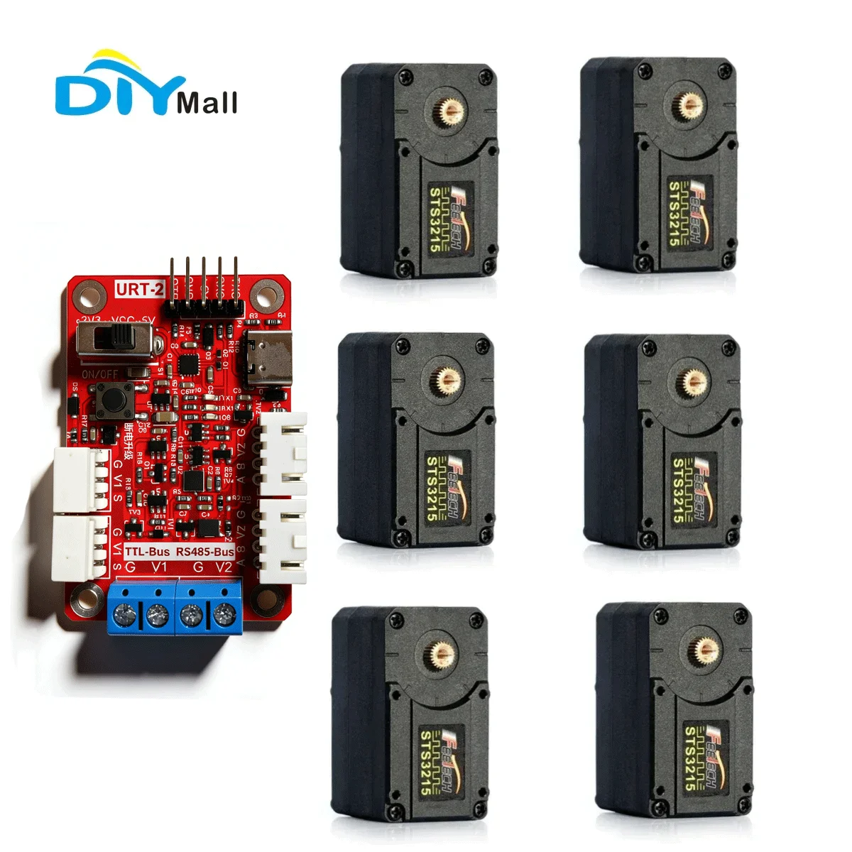 Feetech 6PCS 7.4V 19KG Dual Axis TTL Digital Servo Motor with 360 Degree Rotation and Magnetic Encoder for Robot Arm
