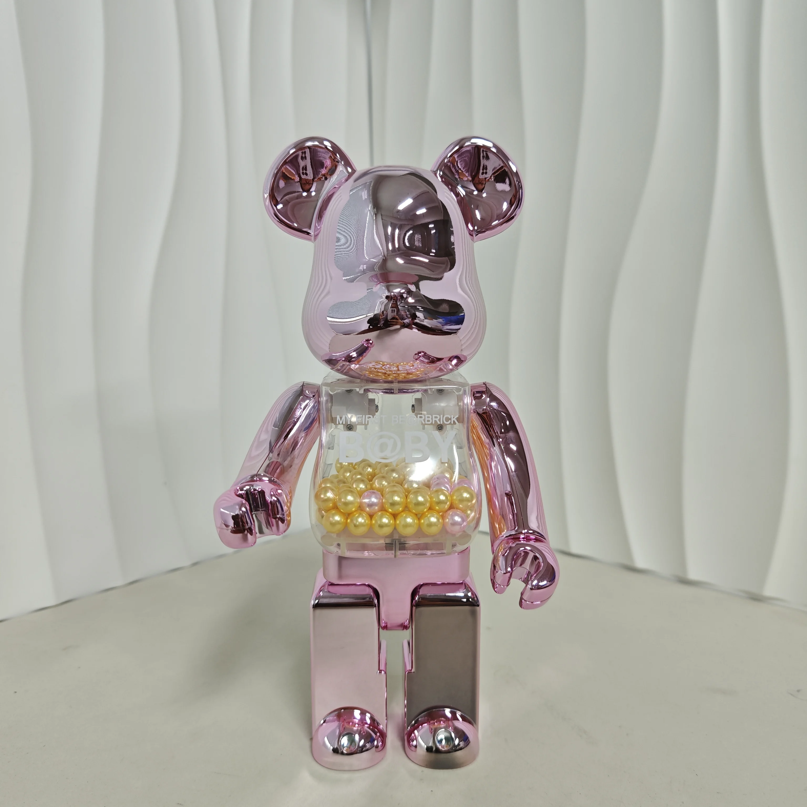 Figur Dekorasi Meja Bearbick 400% Electroplating Pink Qianqiu Tinggi 28cm, Sendi Dapat Diputar, Boneka Hadiah