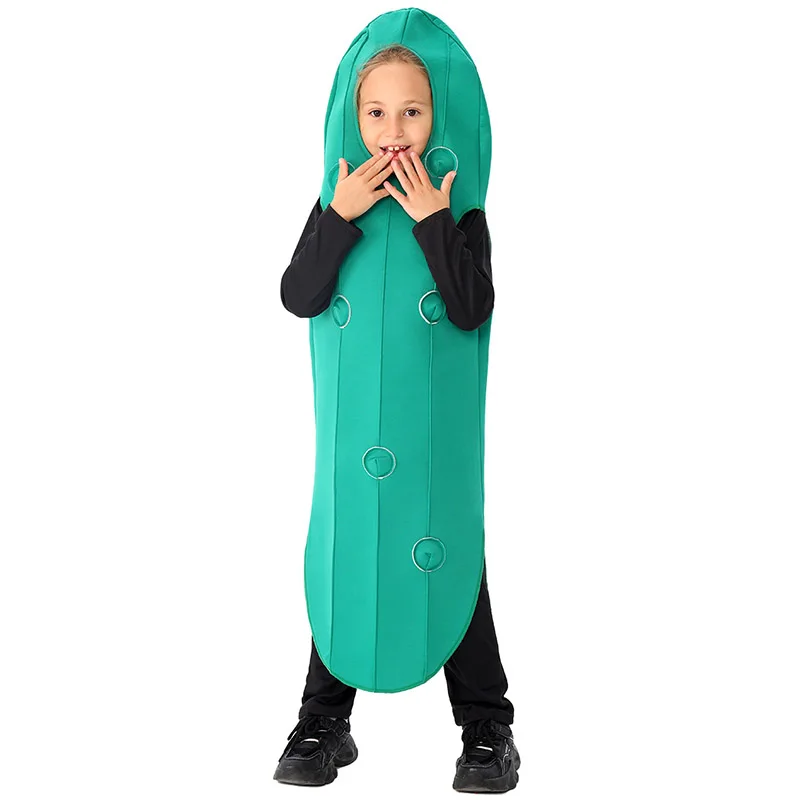 Disfraz Unisex para niños, comida divertida, pepino, Gherkin, disfraz de Carnaval y Halloween, disfraces de pepinillos verdes