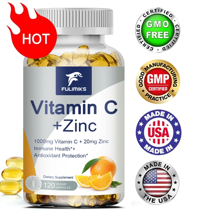 

Витамин С 1000 мг с цинком 20 мг в капсулах для поддержки сотовой энергии 120 шт.