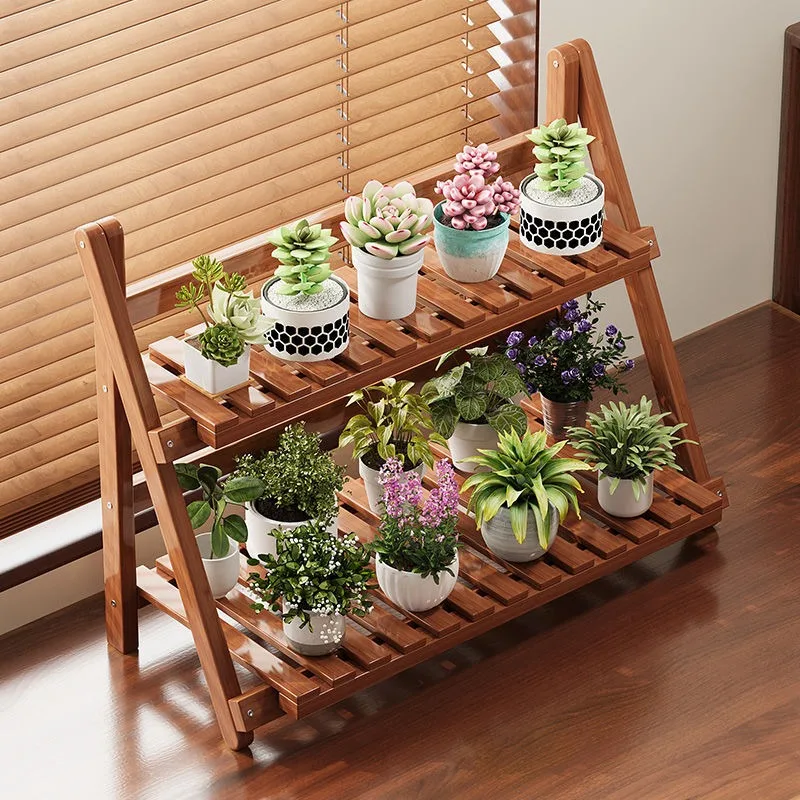 Home Living Room Windowsill Desktop Foldable Flower Pot Storage Rack Multi-layer Stepped Plant Shelf