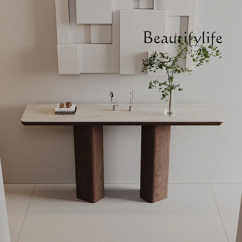 

Travertine slate entrance table opposite the door corridor living room entrance table hotel aisle solid wood table