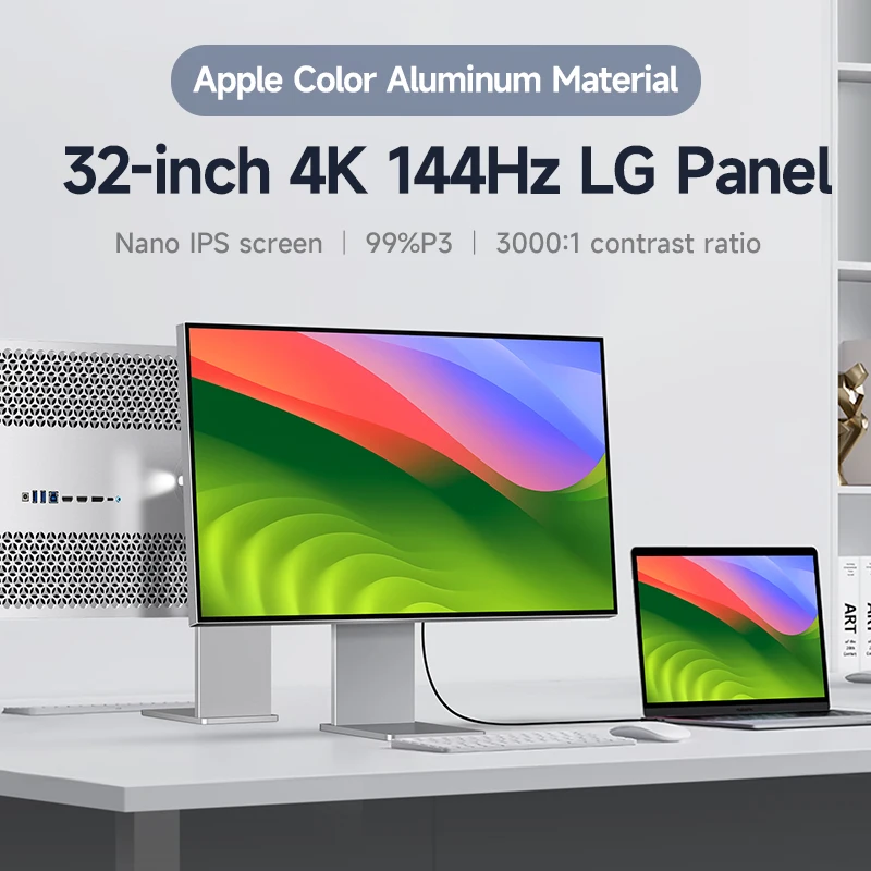 مادة سبيكة مراقبة 32 بوصة 4K 144 هرتز |   لأعمال التصميم |   99% ص3 |   3000:1 التباين |   شاشة عرض الكمبيوتر / جسم الألومنيوم