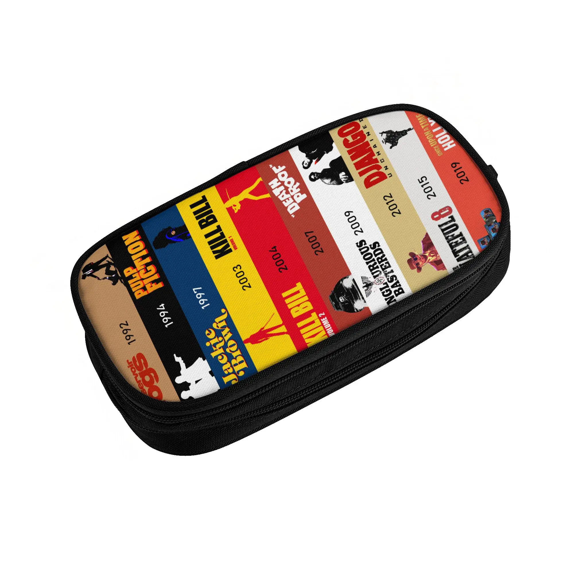 Kawaii Quentin Tarantino Film Collage Pencil Cases for Boys Girls Kill Bill Pulp Fiction Large Capacity Pen Bag Box Stationery