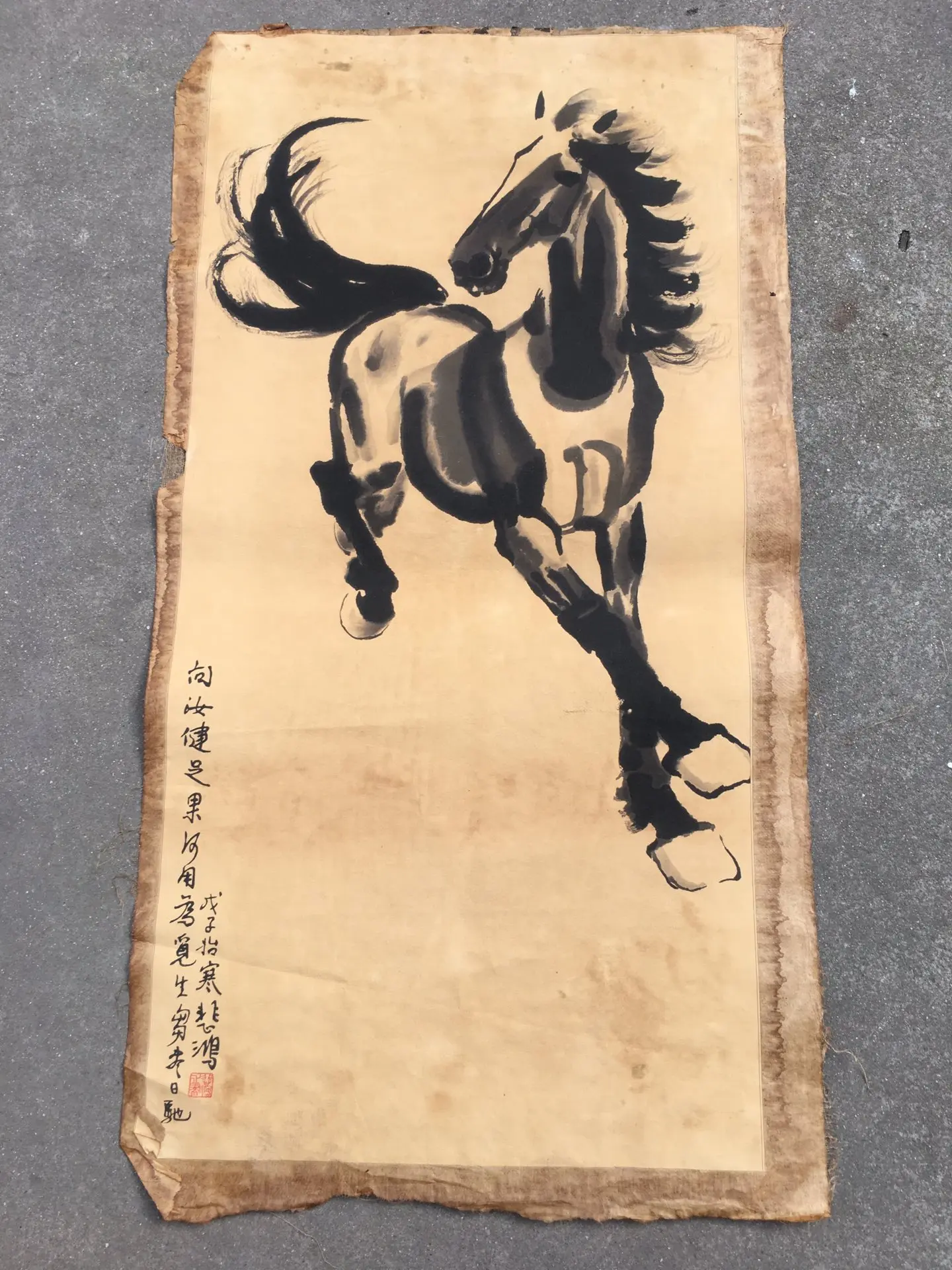 Chinese rice paper hanging painting living room wall decoration painting, Xu Beihong - running horse map