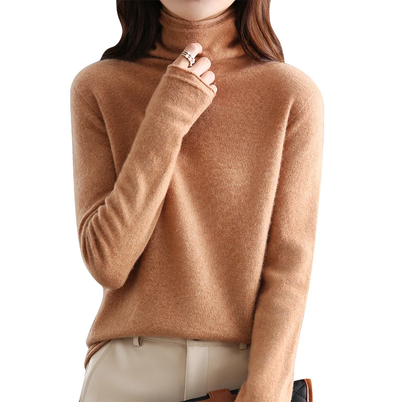 

Tailor Sheep Women Sweaters 100% Merino Wool Turtleneck Knitted Pullovers Ruffled Collar Fashion Jumper Made Of Woven Thread