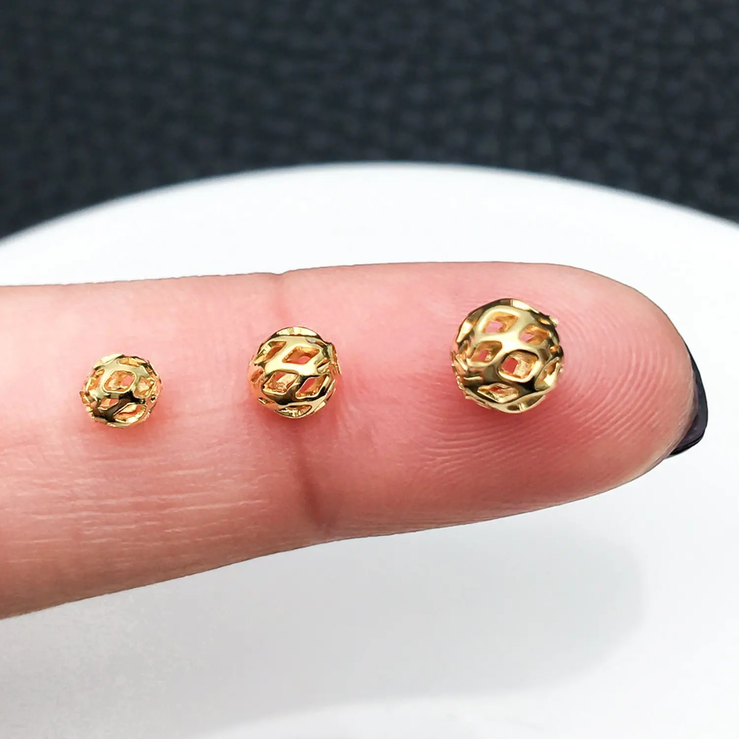 20pcs 4/5/6mm Brass Round Hollow Spacer Beads 18K Gold Plated Separator Beads Bracelet Beads High Quality DIY Jewelry Accessorie image 6