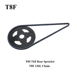 T8F Chain Rear Sprocket 74 Tooth 74T With 136Links Chains Mini Moto ATV Quad Dirt Pit Pocket Bike Cross 47cc 49cc Parts