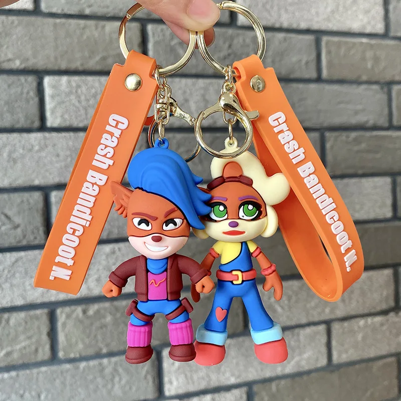 Crash Bandicoot Keychain for Car Keys Cute Animal Doll Keyring Key Chain Holiday Gifts Keychains Women Friends Couple Matching