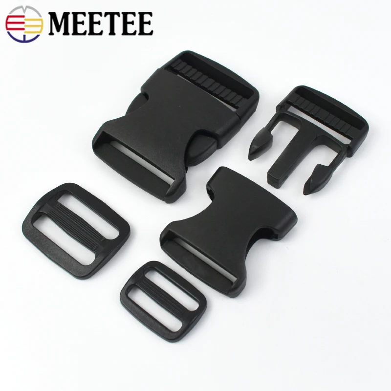 2/5/10Set 20-50mm Release Buckle + Tri-Glide Plastic Buckles Bag Strap Slider Adjuster Clasp Webbing Pet Collar Hook Accessories